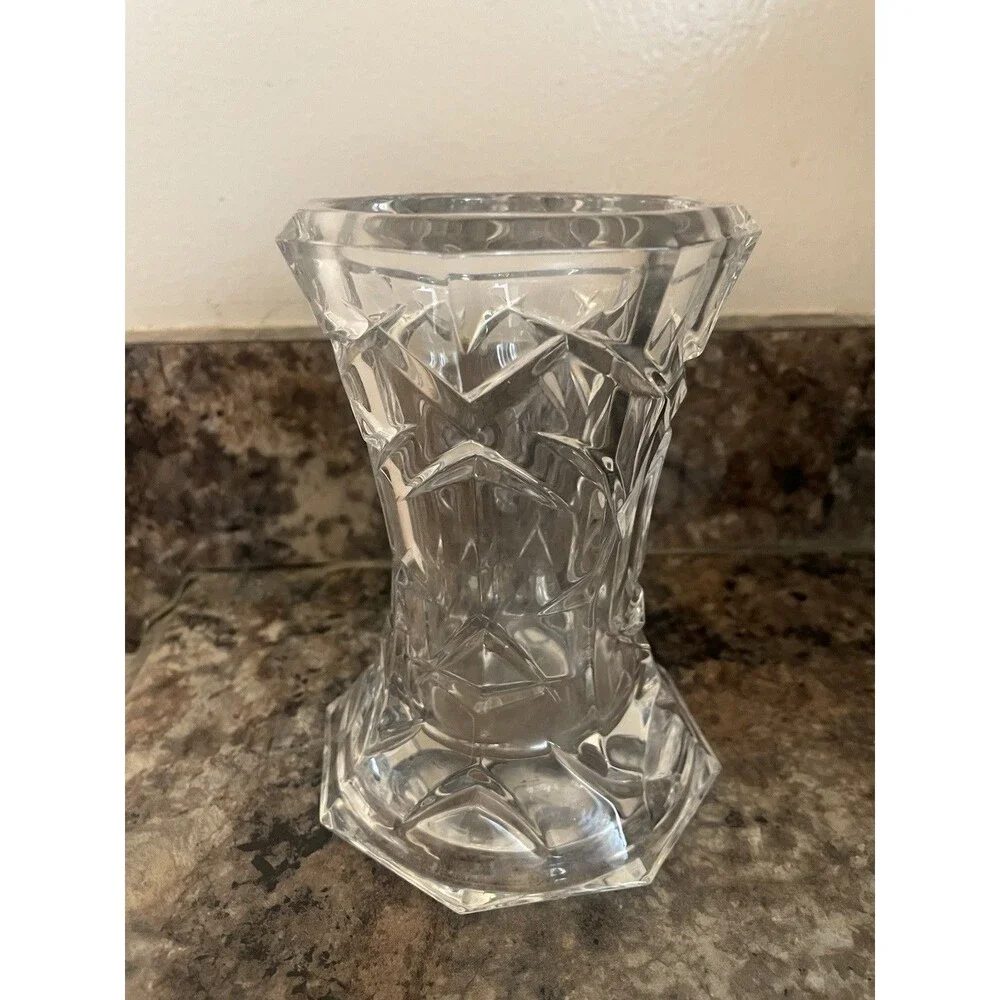 Marquis Waterford Ceylon Candle Holder/Vase Lead Crystal Pillar Octagon 5.5